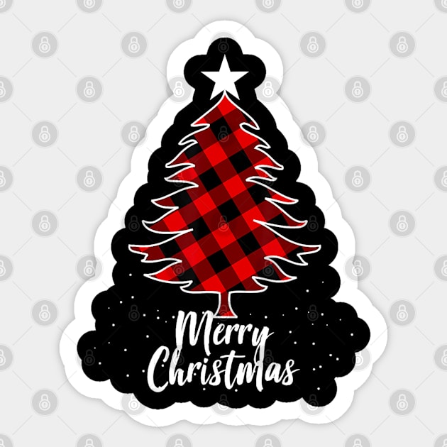 Buffalo Plaid Christmas Tree For Mom Dad And Kids Sticker by Mitsue Kersting